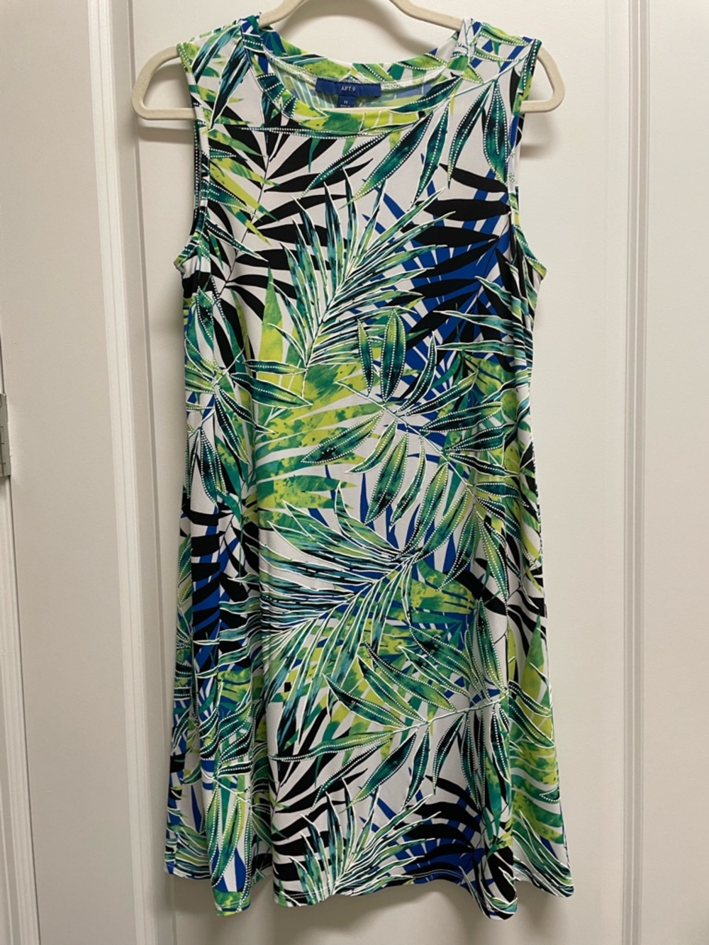 Apt. 9 Tropical Leaf Print Shell in Blue, Green & White